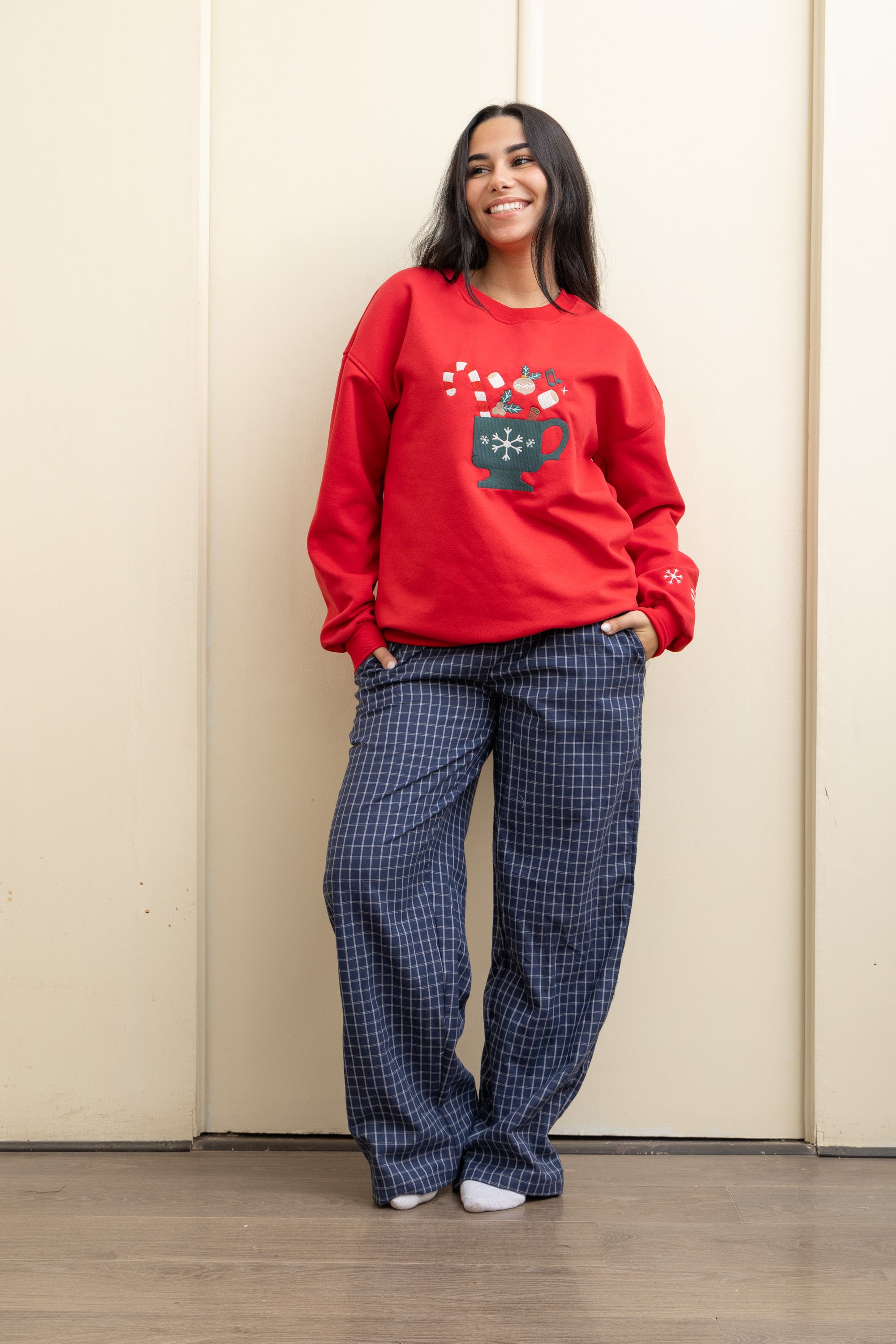 Image of Christmas Checkered Pajama - Red